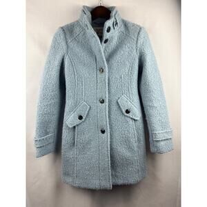 Women’s Maralyn & Me Small Light Blue Fuzzy Peacoat